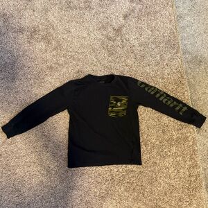 Carhartt Kids Black and Green Camo Long Sleeve Tee